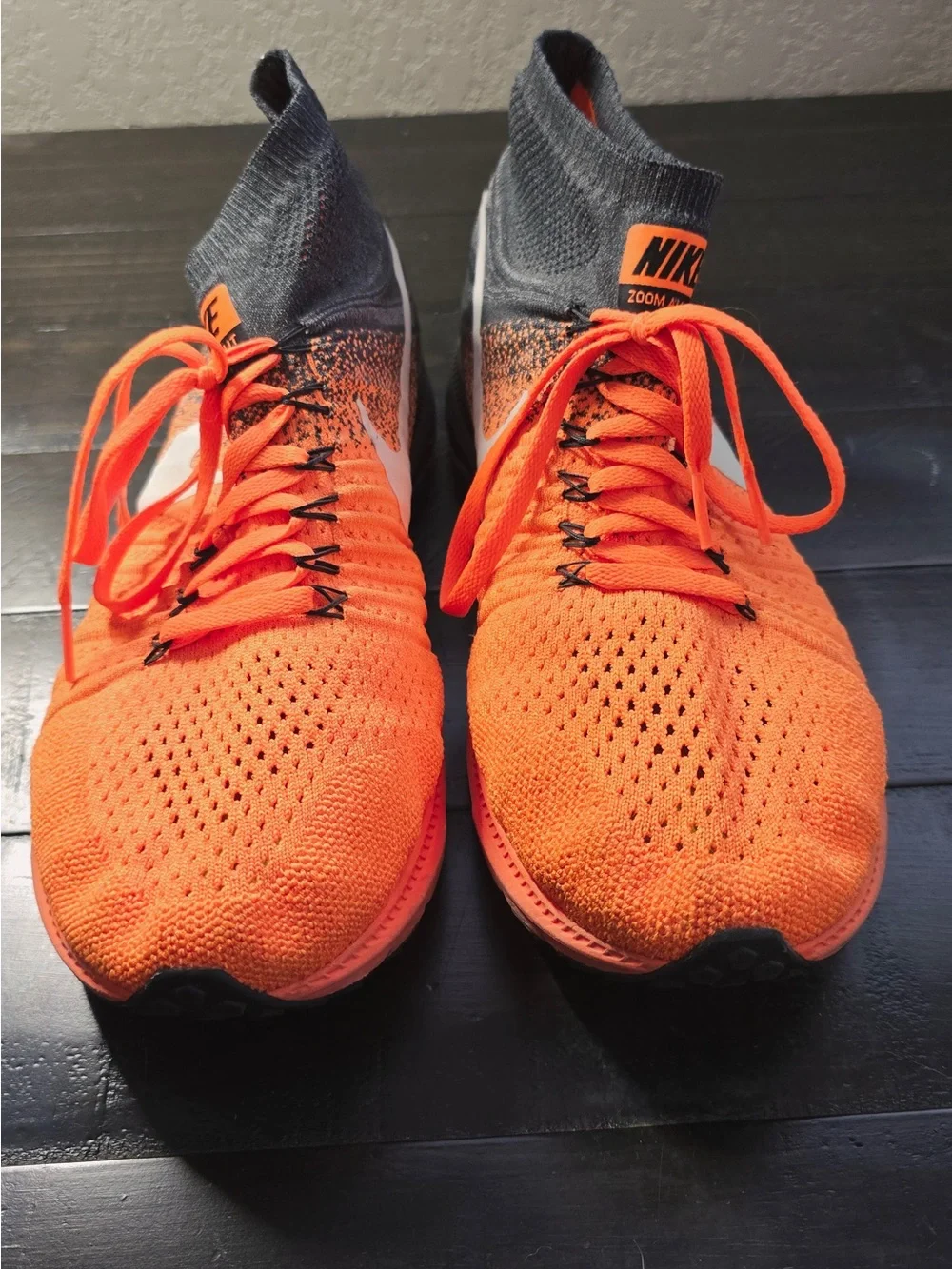 Nike Flyknit Zoom High-Top Sneakers - Orange & Gray